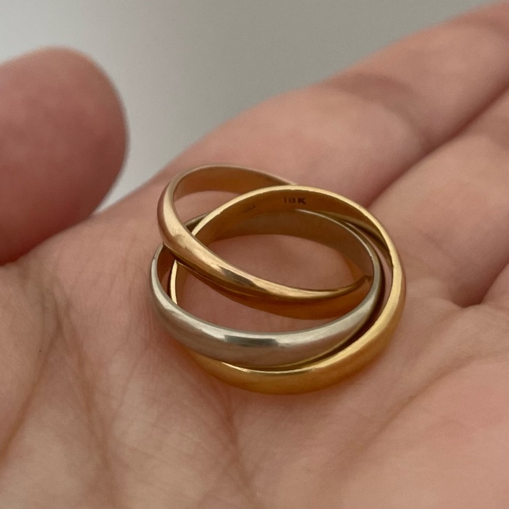 SOLD 18k Gold Trinity Tri Colour Ring Size 4